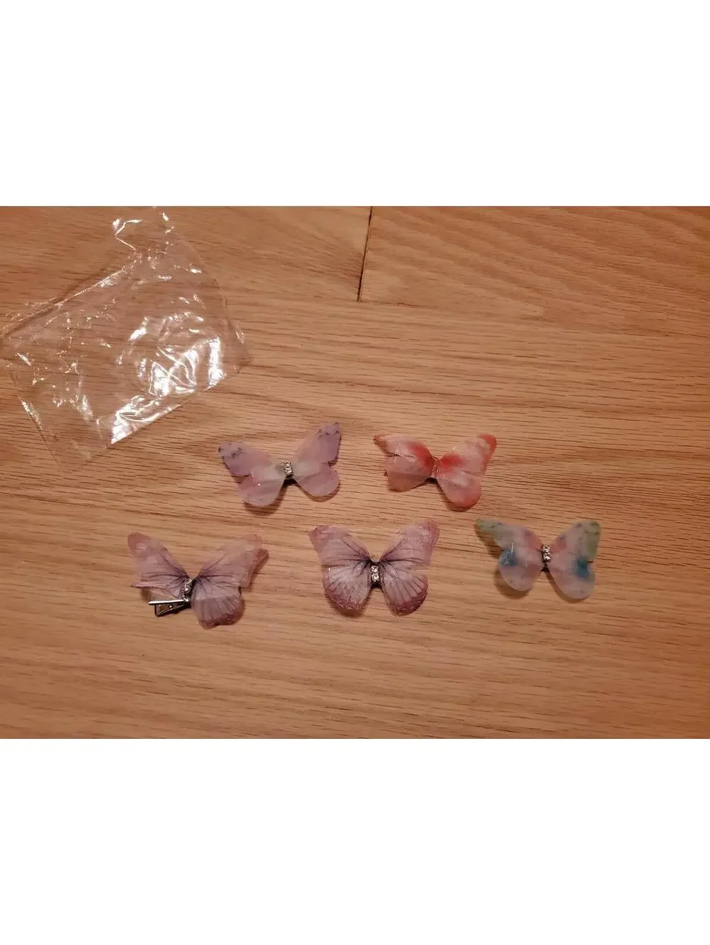 New set of 5 Girls butterfly hair clips